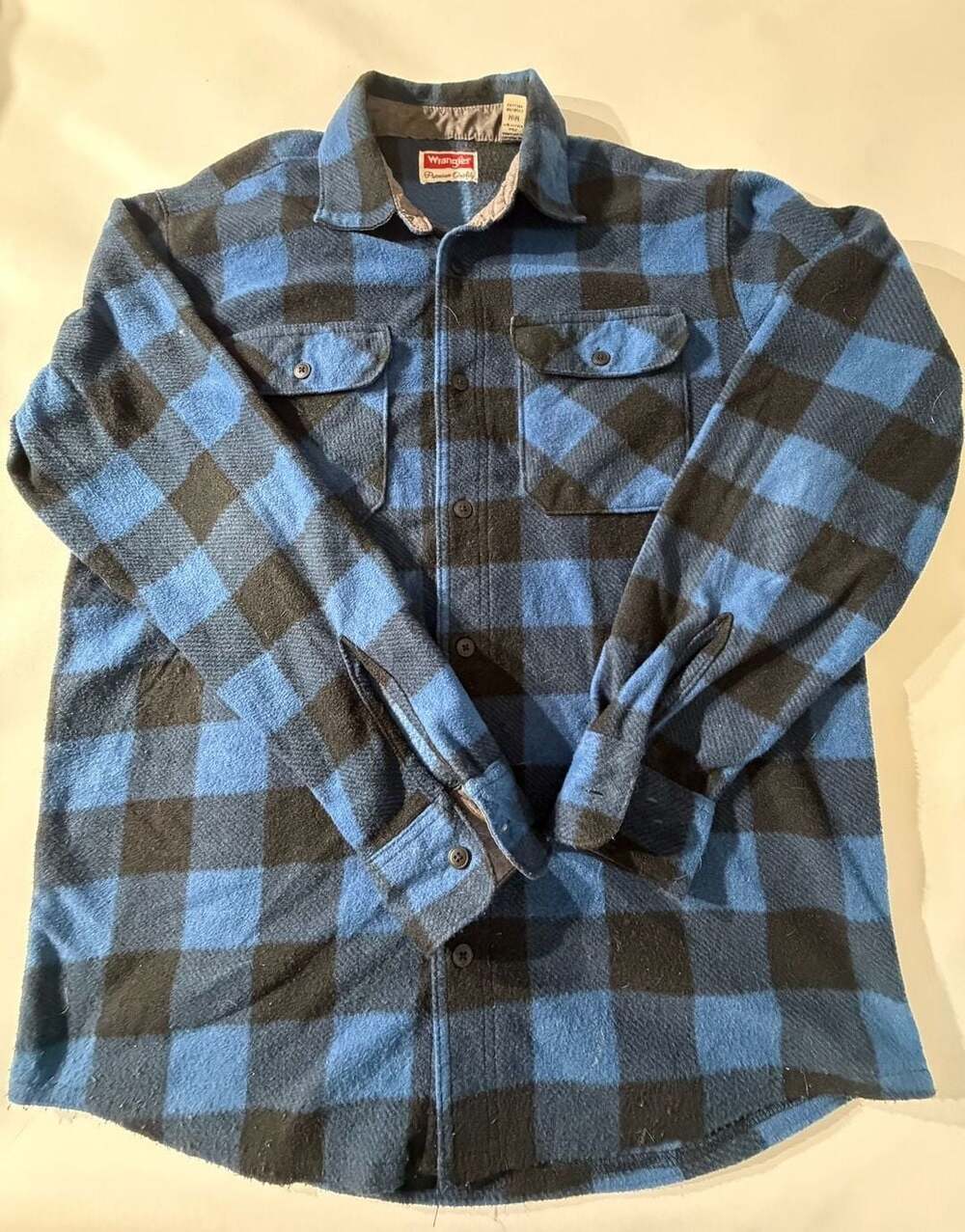 Vintage Woodland Quilted Flannel - Blue Long Sleeve Jacket Button Up Coat